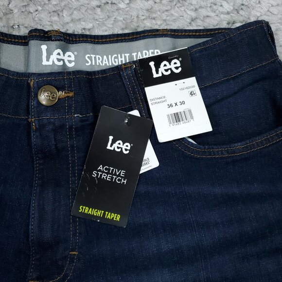 Lee Straight Taper Motion Flex Waistband Active Stretch Blue Jeans Size 36 x 30 - Picture 8 of 8
